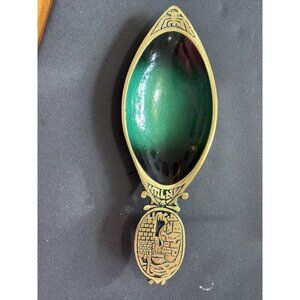 Spoon rest - Made In Israel, brass/green enamel​